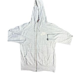 Nike Full Zip Hoodie Womens Large Sweatshirt Gray Athletic Light Weight Organic